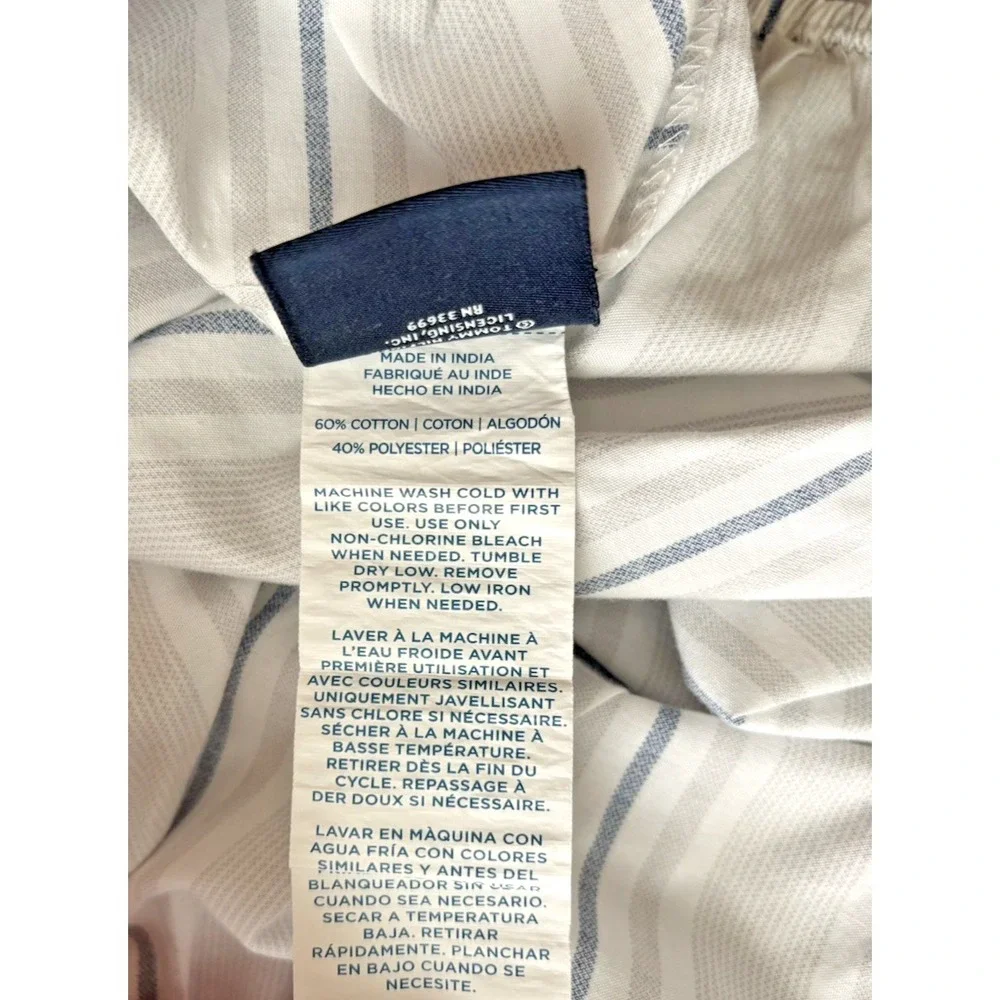 Tommy Hilfiger Blue Taupe Striped Nautical Preppy Full Size Flat & Fitted Sheets
